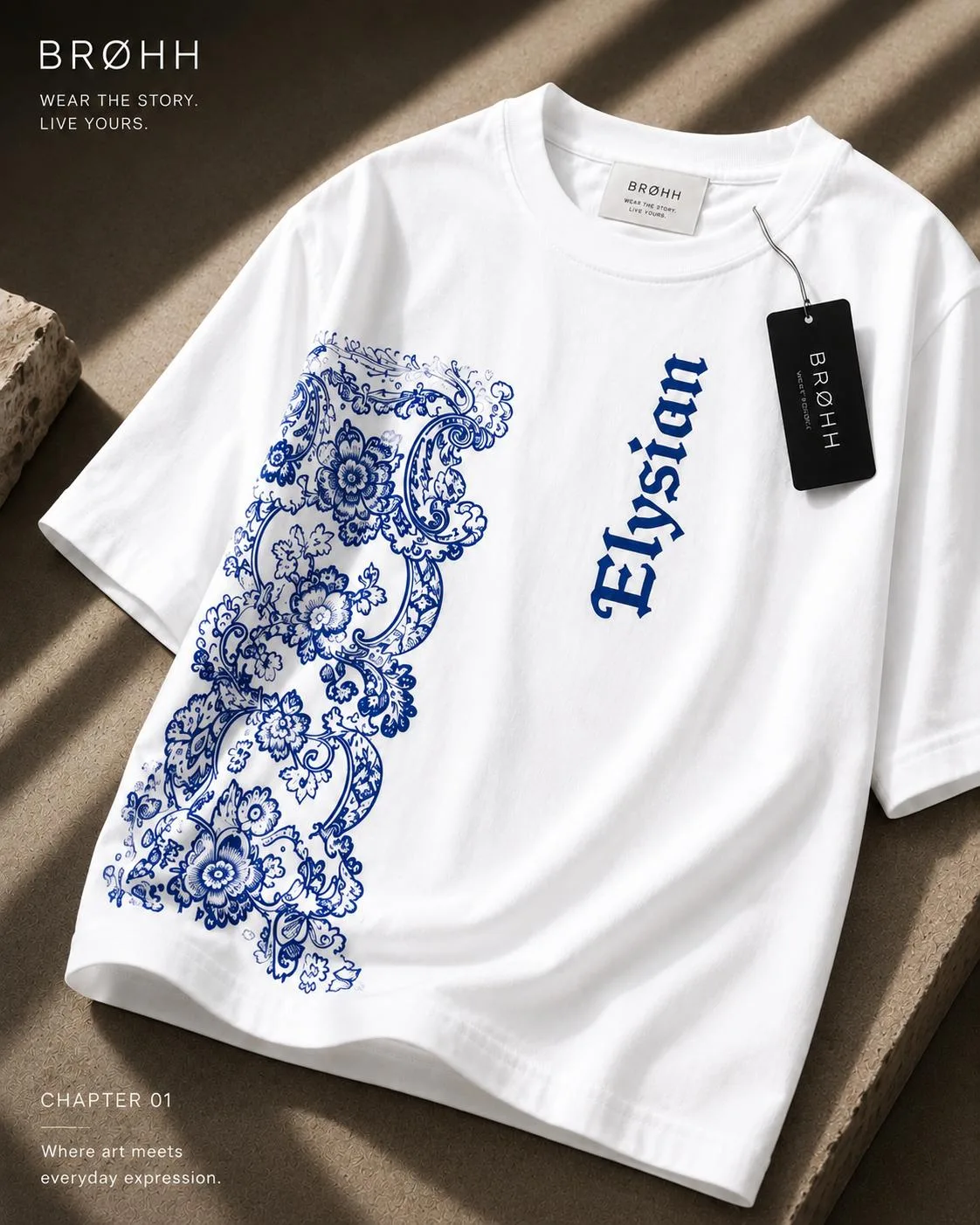 Elysian – Oversized White Graphic T-Shirt